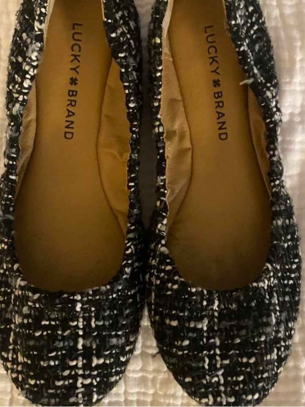 Lucky Brand Black and White Tweed Ballet Flats